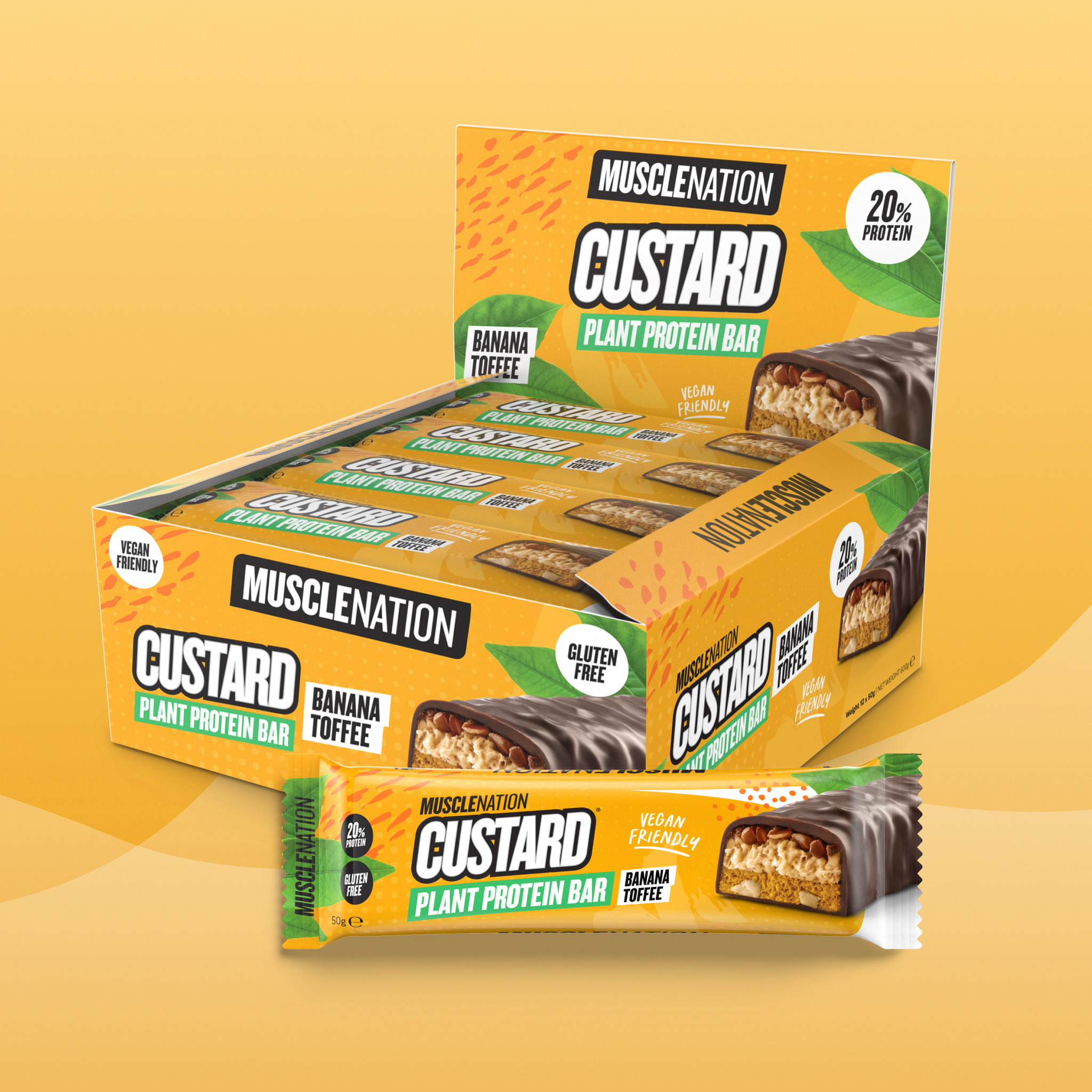 CUSTARD Plant Protein Bar (Vegan, GF) - Banana Toffee - Box of 12